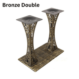 Bronze slim-waist double column table base