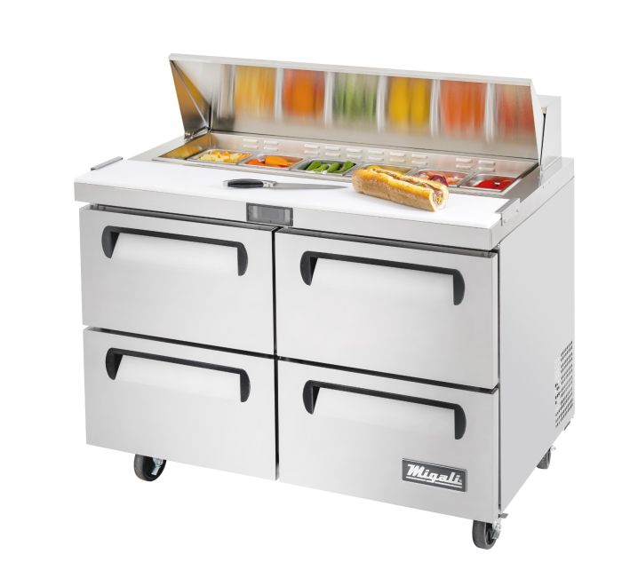 Migali C-SP48-12-D-HC 48″ – 12 Pans, Sandwich Prep Table with Drawers