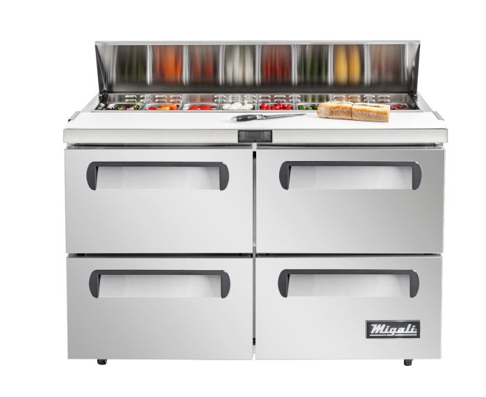 Migali C-SP60-16-D-HC 60″ – 16 Pans, Sandwich Prep Table with Drawers