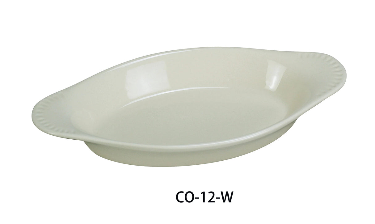 Yanco CO-12-W 10"X5 3/8"X1 3/8" WELSH RAREBIT OVAL WHTIE 12 OZ