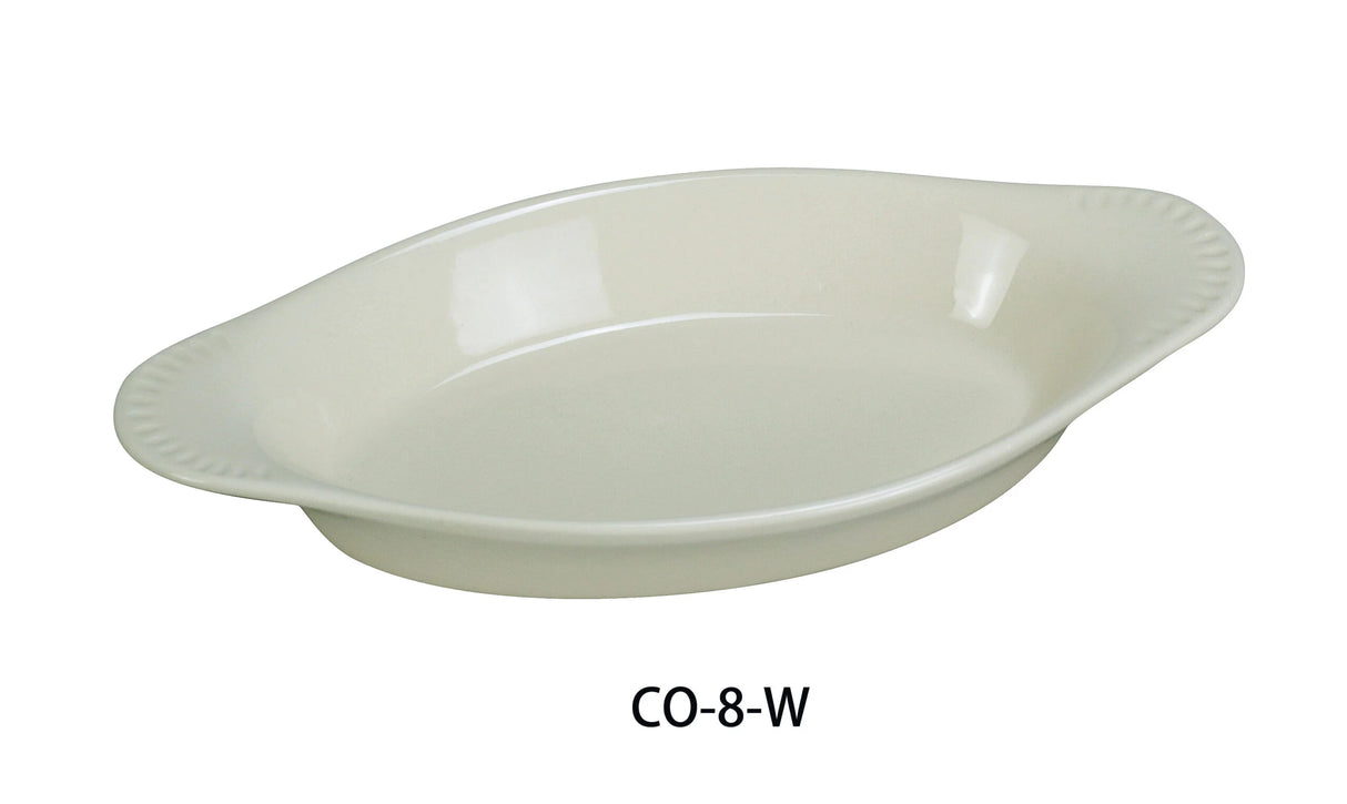Yanco CO-8-W 8 1/2"X4 1/4"X1 1/8" WELSH RAREBIT OVAL WHITE 8 OZ