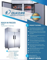 Dukers  D55AF Commercial 2-Door Top Mount Freezer in Stainless Steel (Free Shipping) (Add to cart for discount)
