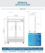 Dukers  D55F-GS2 Bottom Mount Glass 2-Door Commercial Reach-in Freezer (Free Shipping) (Add to cart for discount)