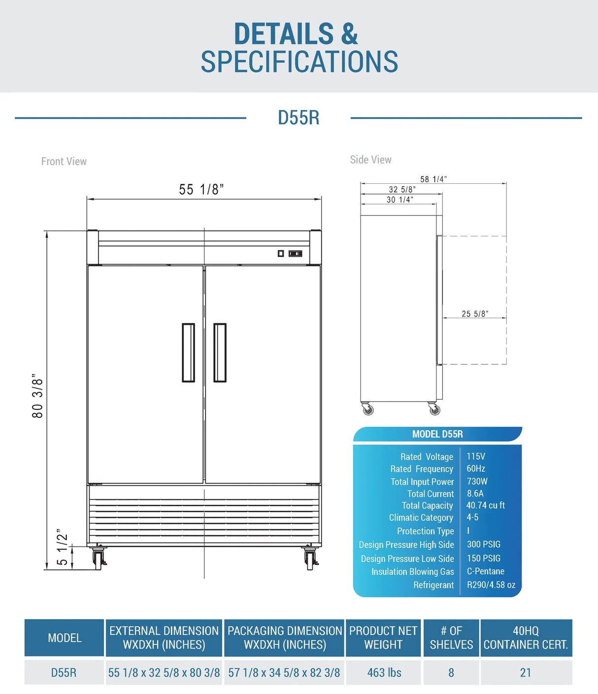 Dukers  D55R 2-Door Commercial Refrigerator in Stainless Steel (Free Shipping) (Add to cart for discount)