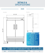 Dukers  D55R 2-Door Commercial Refrigerator in Stainless Steel (Free Shipping) (Add to cart for discount)