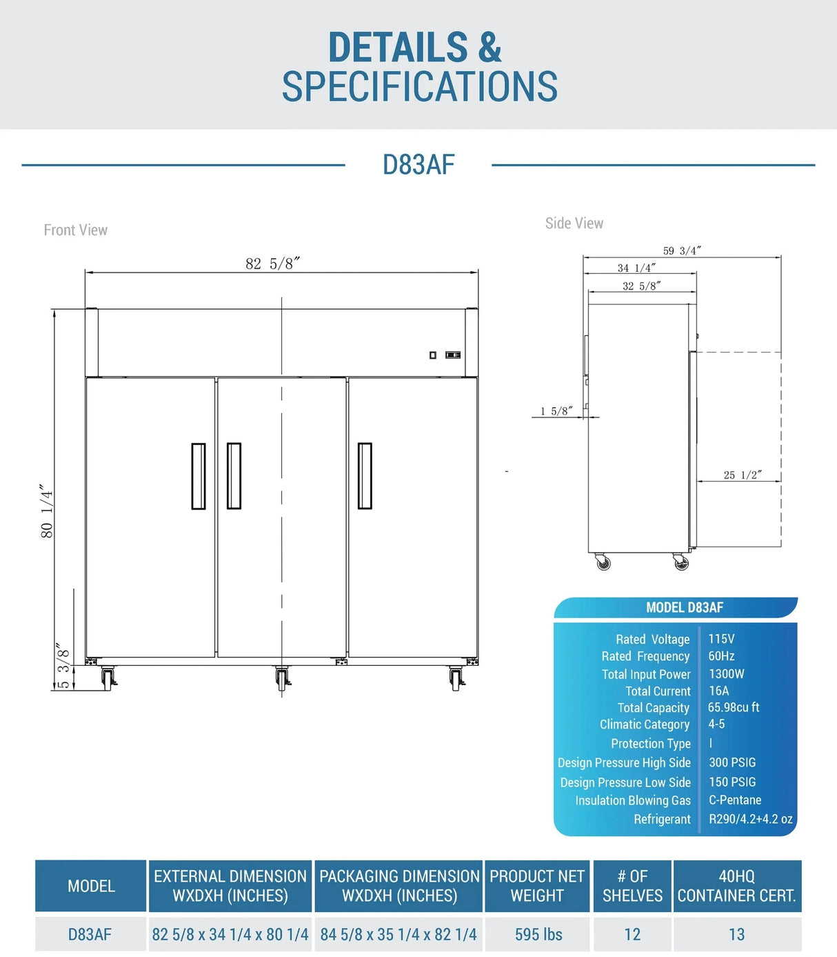 Dukers  D83AF Commercial 3-Door Top Mount Freezer in Stainless Steel (Free Shipping) (Add to cart for discount)