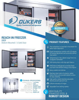 Dukers  D83F 3-Door Commercial Freezer in Stainless Steel (Free Shipping) (Add to cart for discount)