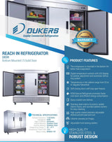 Dukers  D83R 3-Door Commercial Refrigerator in Stainless Steel (Free Shipping) (Add to cart for discount)