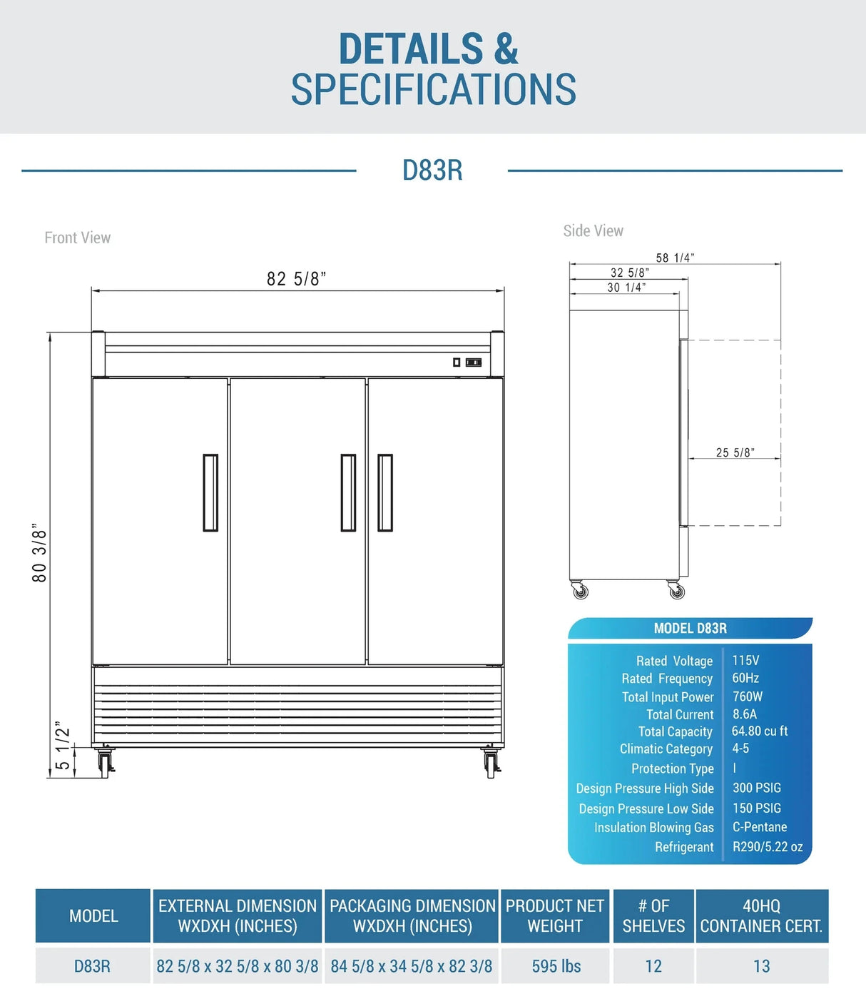 Dukers  D83R 3-Door Commercial Refrigerator in Stainless Steel (Free Shipping) (Add to cart for discount)