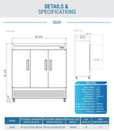 Dukers  D83R 3-Door Commercial Refrigerator in Stainless Steel (Free Shipping) (Add to cart for discount)