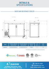 Dukers  DBB48-M2 2-Door Bar and Beverage Cooler (Solid Doors) (Free Shipping) (Add to cart for discount)