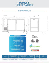 Dukers  DBB60-H2 2 Door Bar and Beverage Cooler (Hinge Doors) (Free Shipping) (Add to cart for discount)