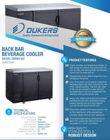 Dukers  DBB60-M2 2-Door Bar and Beverage Cooler (Solid Doors) (Free Shipping) (Add to cart for discount)