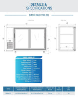 Dukers  DBB60-S2 2 Door Bar and Beverage Cooler (Sliding Doors) (Free Shipping) (Add to cart for discount)