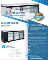 Dukers  DBB72-S3 3 Door Bar and Beverage Cooler (Sliding Doors) (Free Shipping) (Add to cart for discount)