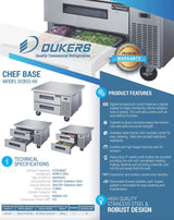 Dukers  DCB52-60-D2 Chef Base Refrigerator with 2 Drawers (Free Shipping) (Add to cart for discount)