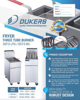 Dukers  DCF3-LPG Liquid Propane Gas Fryer with 3 Tube Burners (Free Shipping)+(Add to cart for discount)