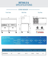 Dukers  DCR60-4B36GM 60" Gas Range with Four (4) Open Burners & 36" Griddle (Free Shipping) (Add to cart for discount)