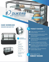Dukers  DDM72R - Straight Glass 72" Cake Showcase (Free Shipping)+(Add to cart for discount)