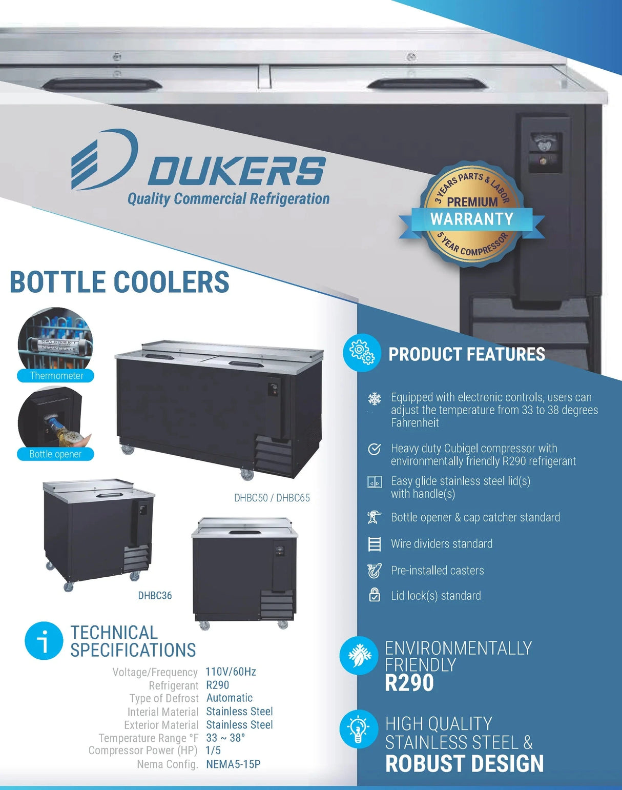 Dukers  DHBC50 - 50" Bottle Cooler (Free Shipping) (Add to cart for discount)