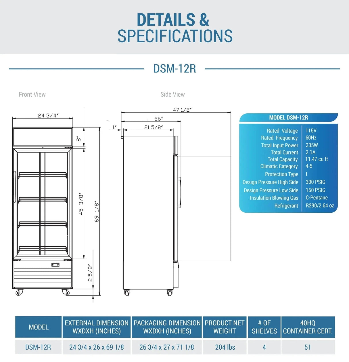Dukers  DSM-12R Commercial Single Glass Swing Door Merchandiser Refrigerator (Free Shipping) (Add to cart for discount)
