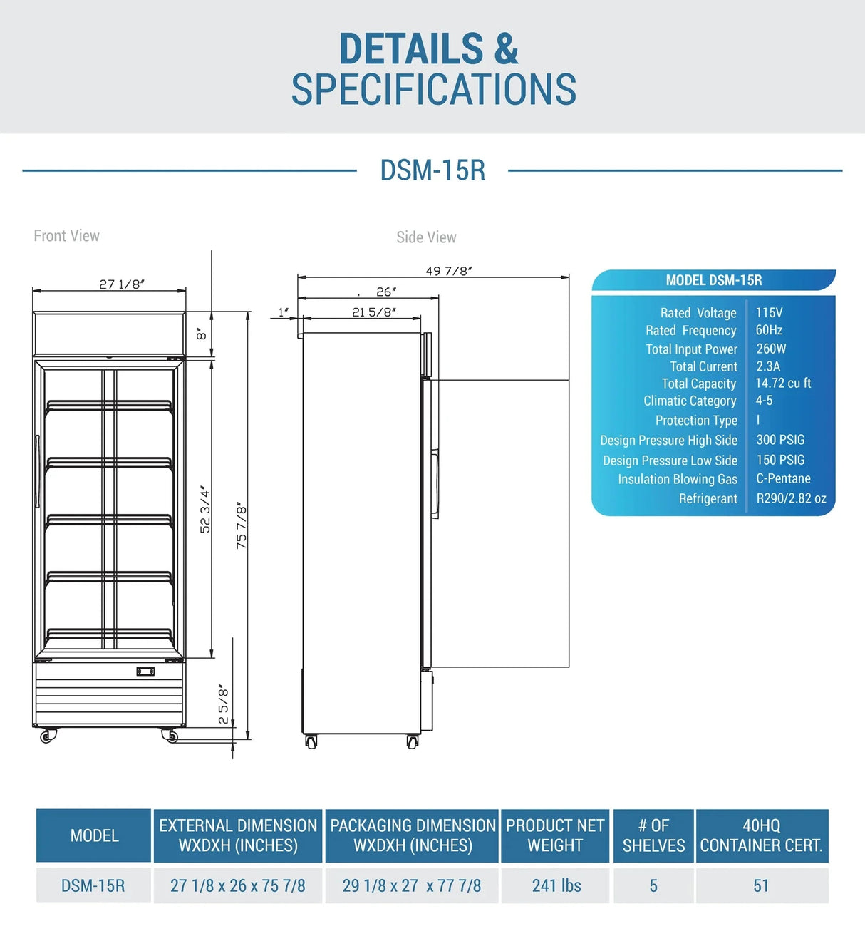 Dukers  DSM-15R Commercial Single Glass Swing Door Merchandiser Refrigerator (Free Shipping) (Add to cart for discount)