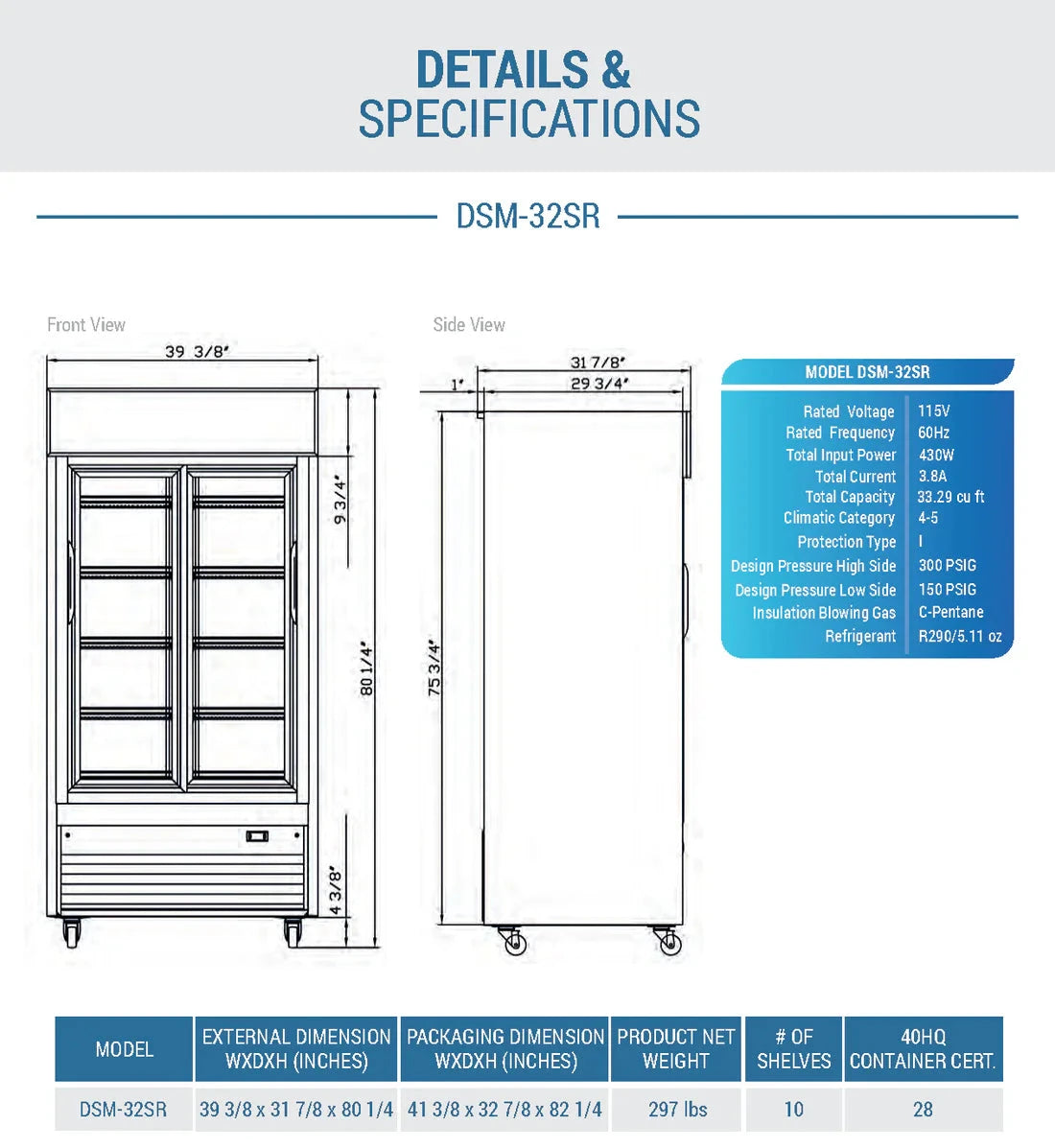 Dukers  DSM-32SR Commercial Glass Sliding 2-Door Merchandiser Refrigerator (Free Shipping) (Add to cart for discount)