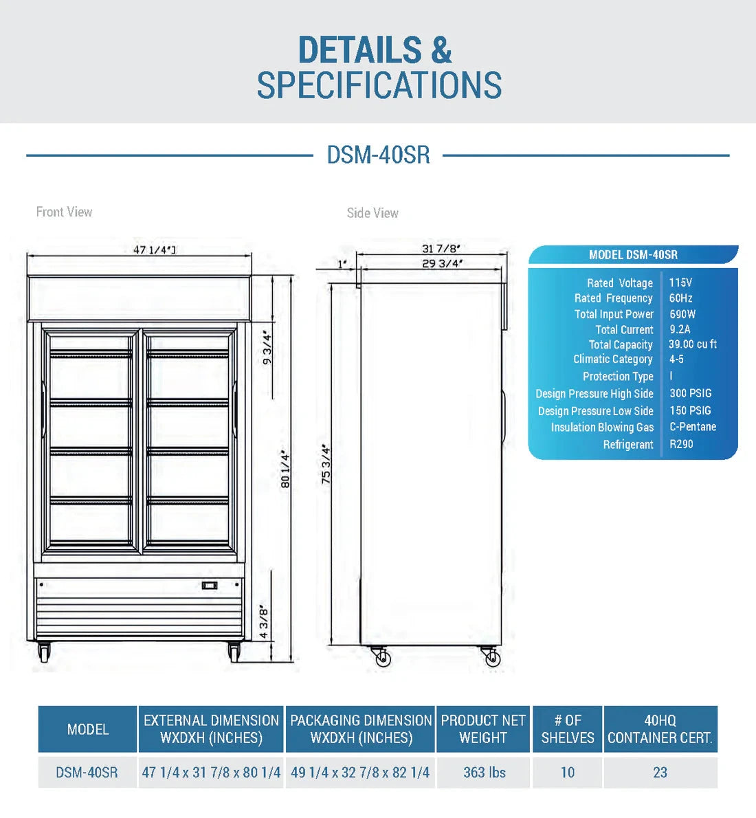 Dukers  DSM-40SR Commercial Glass Sliding 2-Door Merchandiser Refrigerator in Black (Free Shipping) (Add to cart for discount)