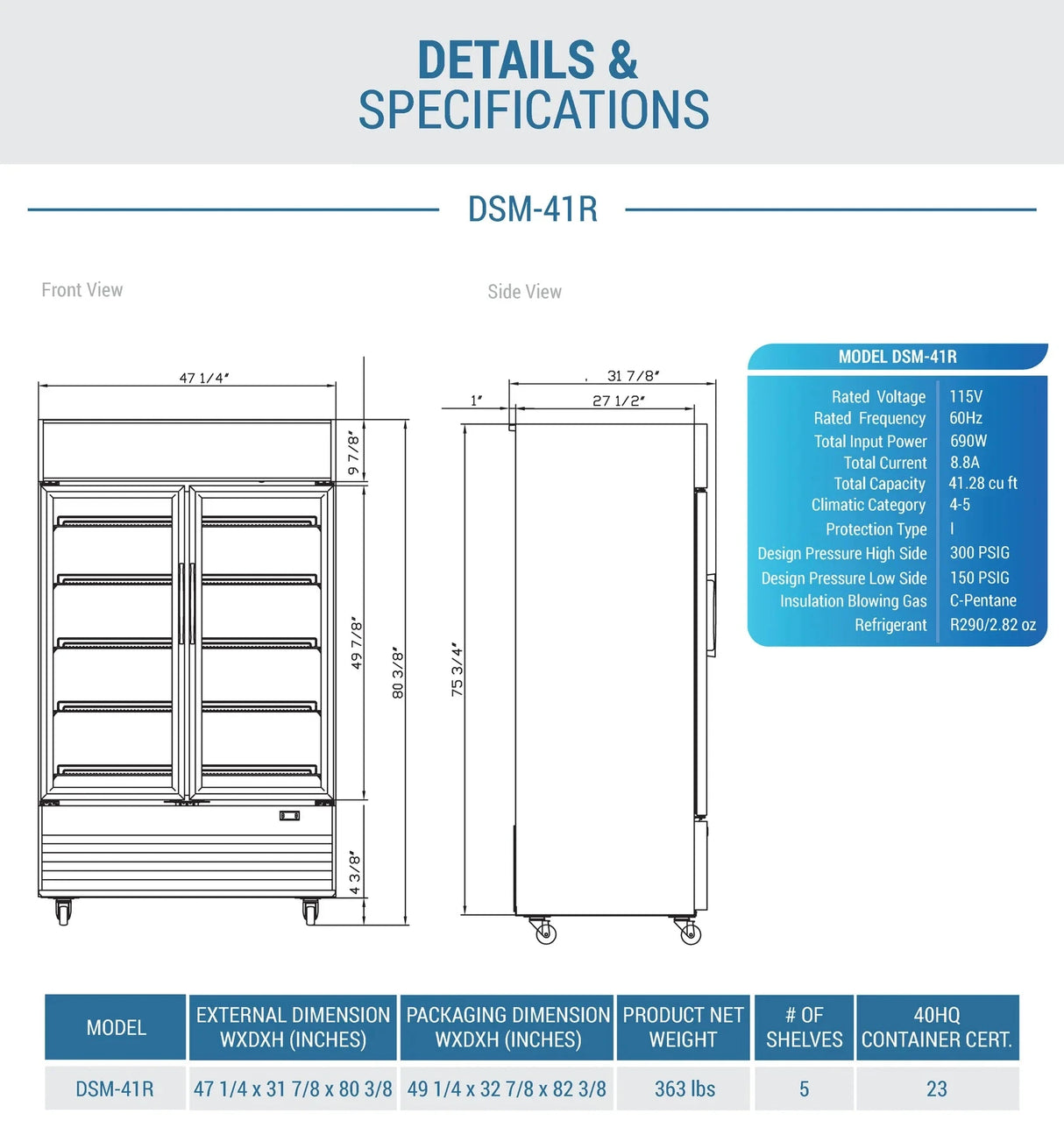 Dukers  DSM-41R Commercial Glass Swing 2-Door Merchandiser Refrigerator (Free Shipping) (Add to cart for discount)