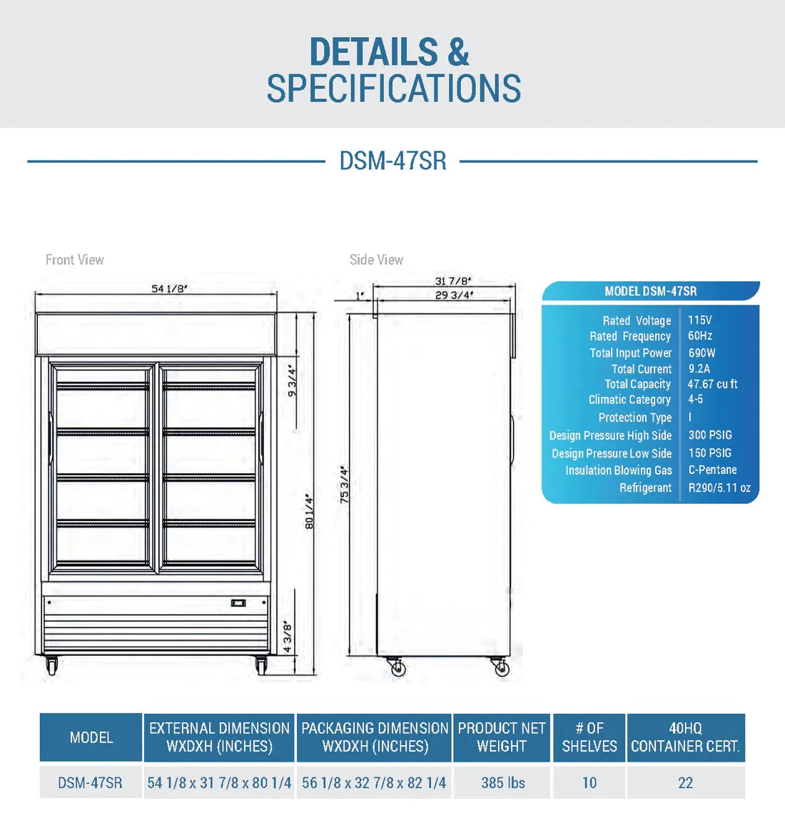 Dukers  DSM-47SR Commercial Glass Sliding 2-Door Merchandiser Refrigerator in Black (Free Shipping) (Add to cart for discount)