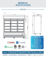 Dukers  DSM-68SR Commercial Glass Sliding 3-Door Merchandiser Refrigerator (Free Shipping)+(Add to cart for discount)