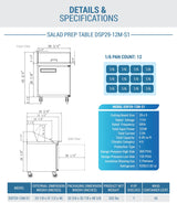 Dukers  DSP29-12M-S1 1-Door Commercial Food Prep Table Refrigerator in Stainless Steel with Mega Top (Free Shipping) (Add to cart for discount)