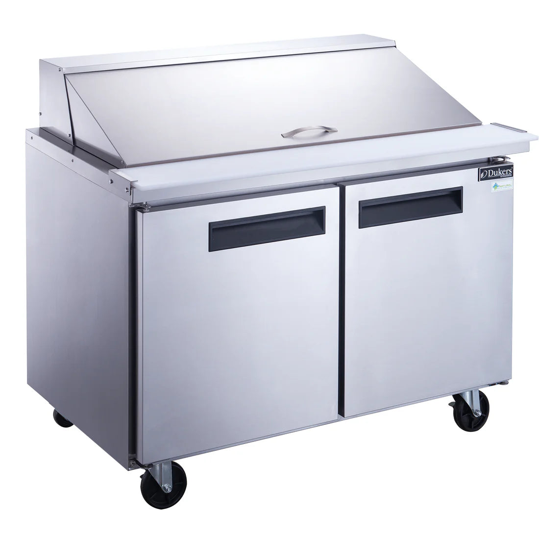 Dukers DSP36-15M-S2 2-Door Commercial Food Prep Table Refrigerator in Stainless Steel with Mega Top