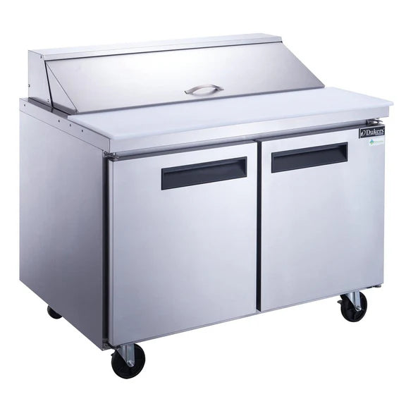 Dukers DSP36-10-S2 2-Door Commercial Food Prep Table Refrigerator in Stainless Steel
