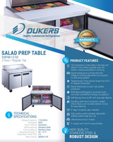 Dukers  DSP48-12-S2 2-Door Commercial Food Prep Table Refrigerator in Stainless Steel (Free Shipping) (Add to cart for discount)