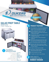 Dukers  DSP60-16-S2 2-Door Commercial Food Prep Table Refrigerator in Stainless Steel (Free Shipping) (Add to cart for discount)