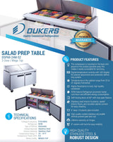 Dukers  DSP60-24M-S2 2-Door Commercial Food Prep Table Refrigerator in Stainless Steel with Mega Top (Free Shipping) (Add to cart for discount)