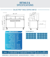 Dukers  DSP60-24M-S2 2-Door Commercial Food Prep Table Refrigerator in Stainless Steel with Mega Top (Free Shipping) (Add to cart for discount)
