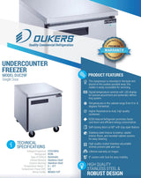 Dukers  DUC29F Single Door Undercounter Freezer in Stainless Steel (Free Shipping) (Add to cart for discount)
