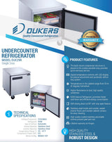 Dukers  DUC29R Single Door Undercounter Refrigerator in Stainless Steel (Free Shipping) (Add to cart for discount)