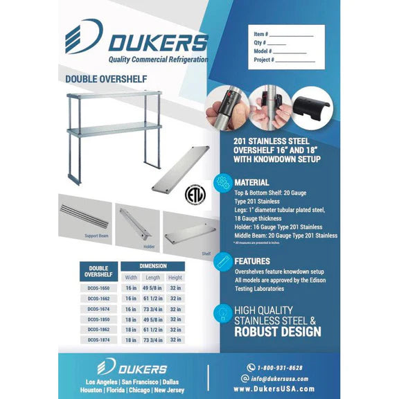 Dukers DCOS-1850 Double Overshelf