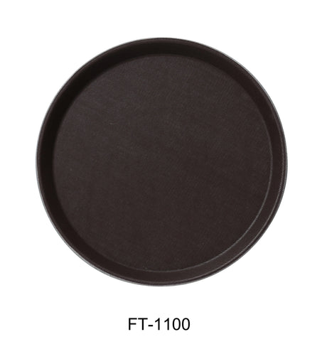 Yanco Serving Trays 11" Round Fiber Glass, Brown