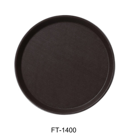Yanco Serving Trays 14" Round Fiber Glass, Brown