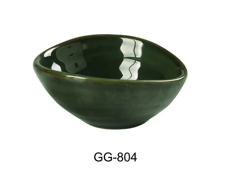 Yanco Green Gem 4" X 3 1/8" X 1 1/2" Olive Sauce Dish 2 Oz