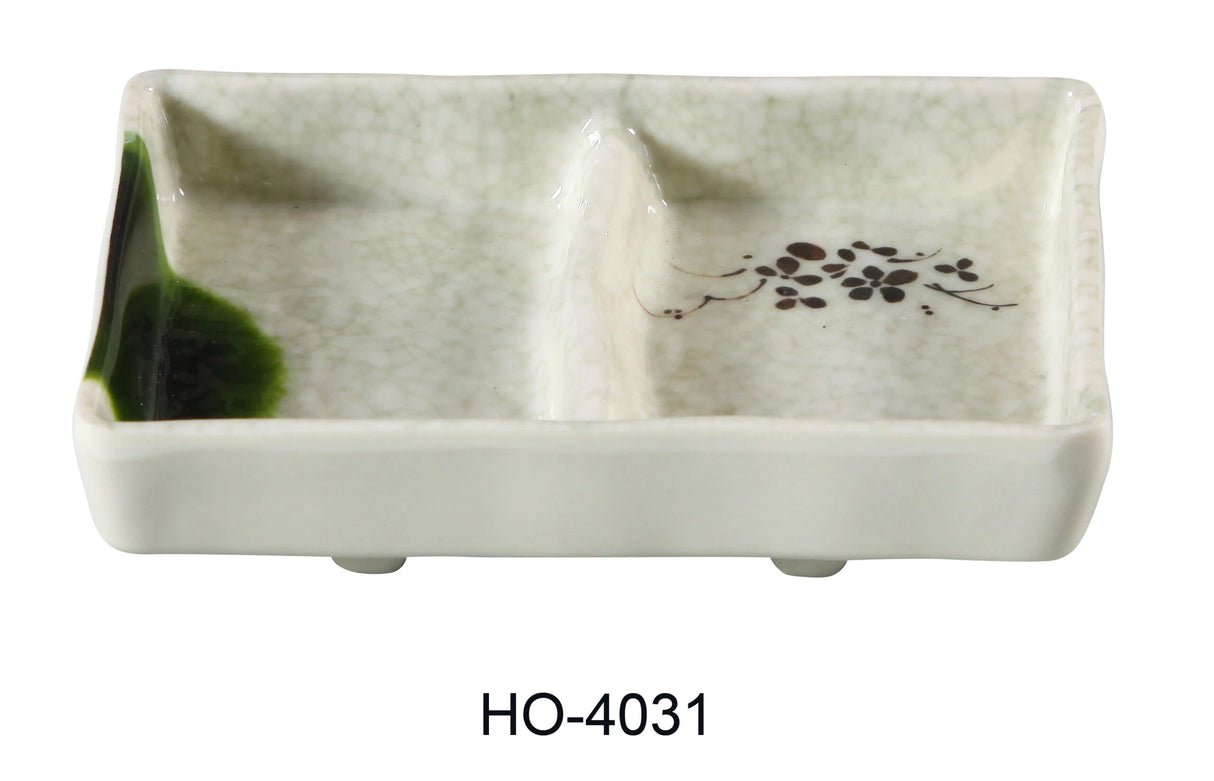 Yanco HONDA  5 " X 3 1/2" DOUBLE DIVIDED SAUCE DISH 2 OZ EACH