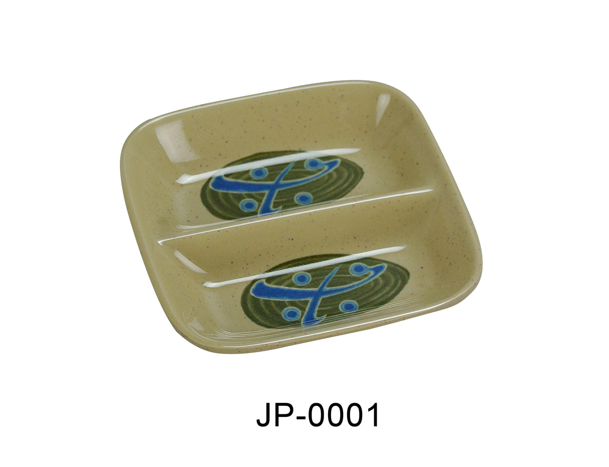 Yanco JAPANESE	3 1/2" DIVIDED SQUARE SAUCE DISH