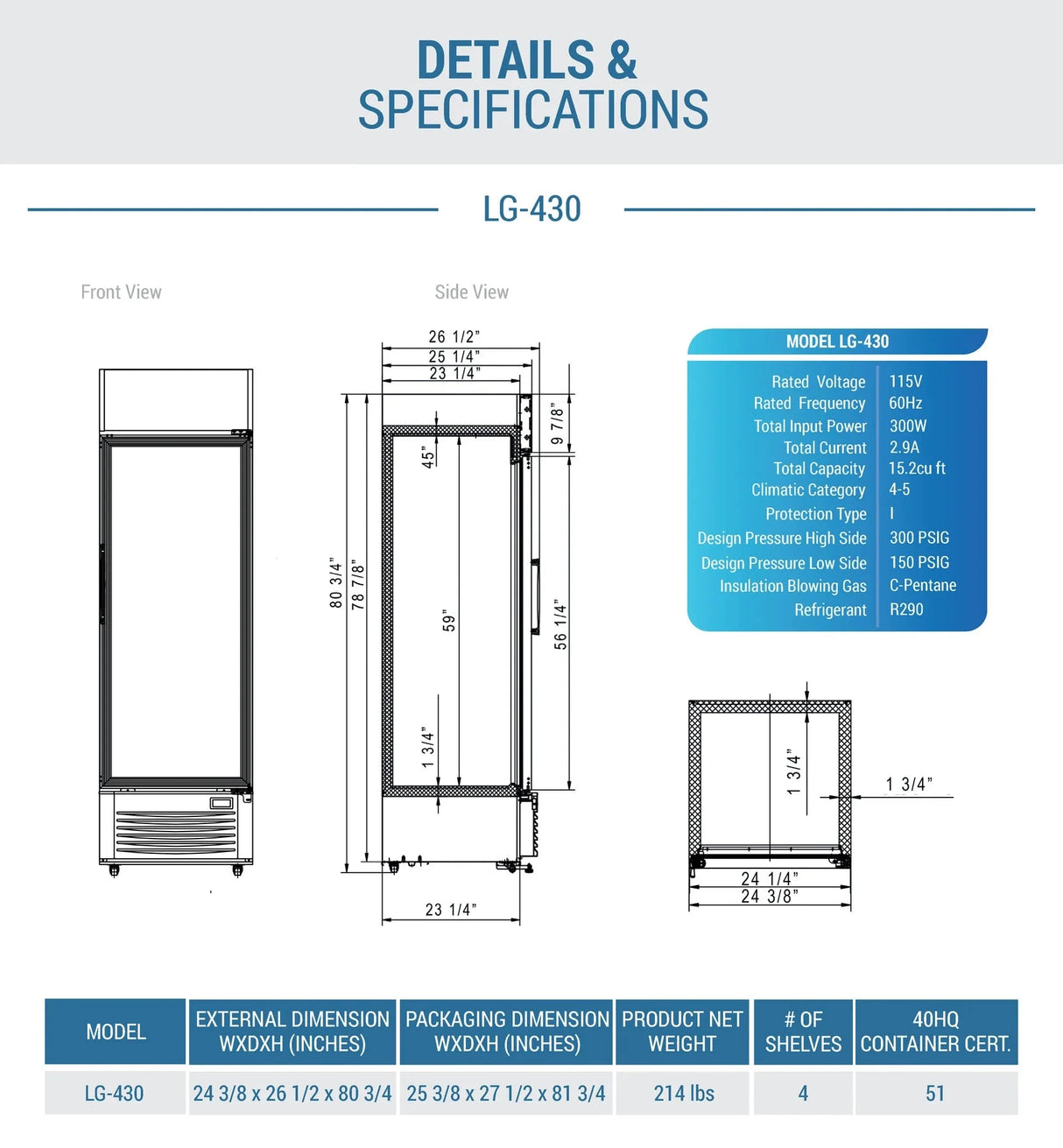 Dukers  LG-430 Commercial Single Swing Door Glass Merchandiser Refrigerator (Free Shipping) (Add to cart for discount)