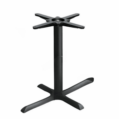 Black cast iron cross table base, 22 x 30 inch