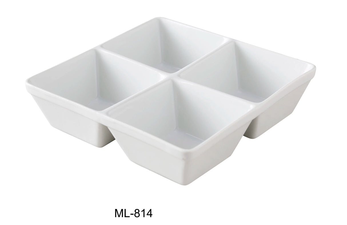 Yanco Mainland 7" Four Divided Square Bowl 6 Oz Each