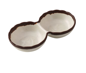 Yanco Nature Art 5 3/4" X 3" Two Divided Sauce Dish 2 Oz Each